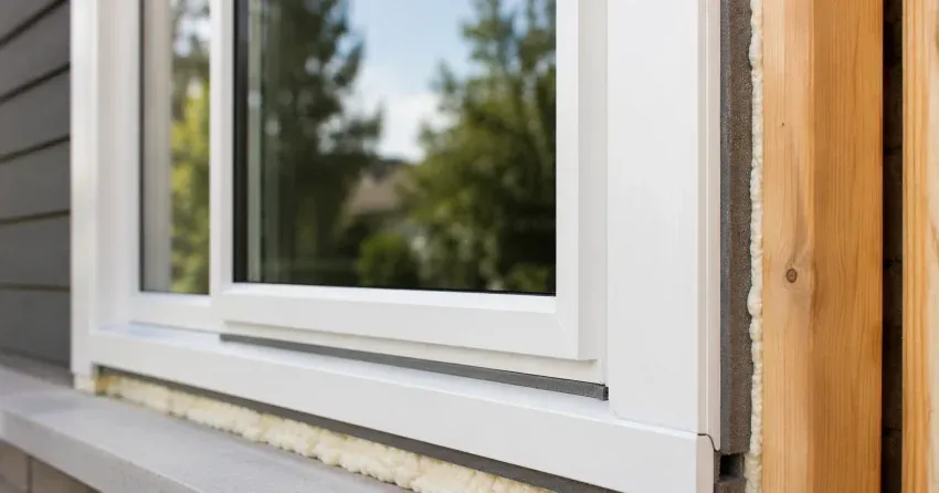 technician installing fiberglass window frame in Elmvale, Springwater home