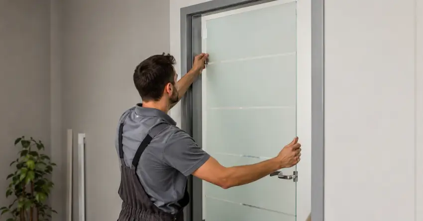 frosted glass interior door panel installation in Phelpston, Springwater