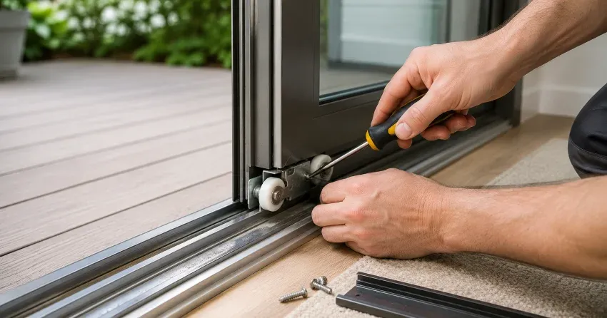 sliding door fix Elmvale, Springwater technician diagnosing track issue